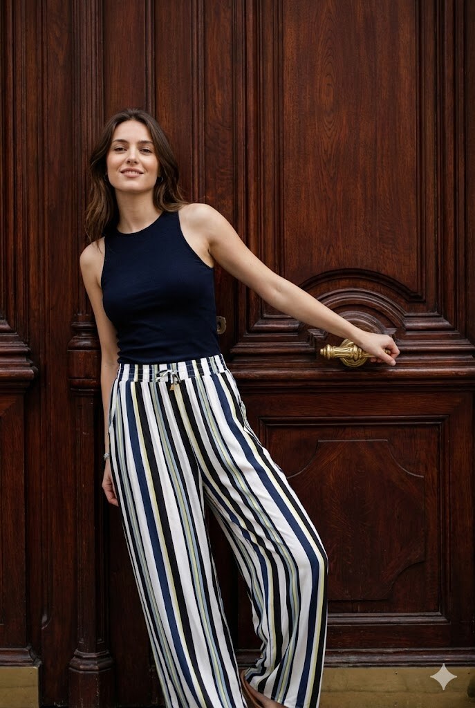 Wholesaler Rosa Fashion - Lightweight striped pants