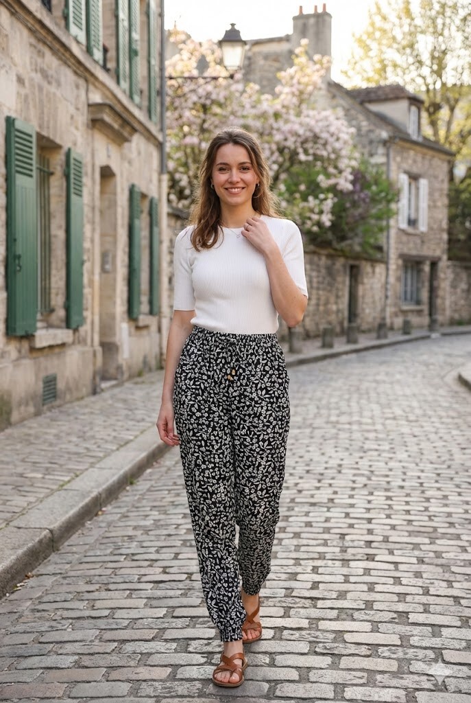 Grossiste Rosa Fashion - Pantalon ample à imprimé floral