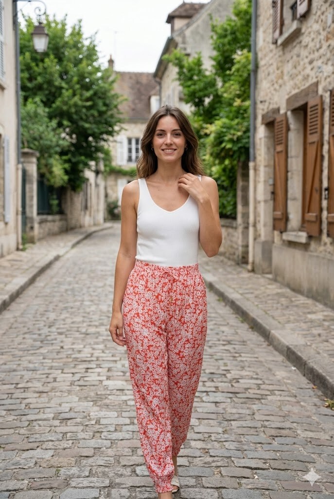 Grossiste Rosa Fashion - Pantalon fluide à imprimé floral