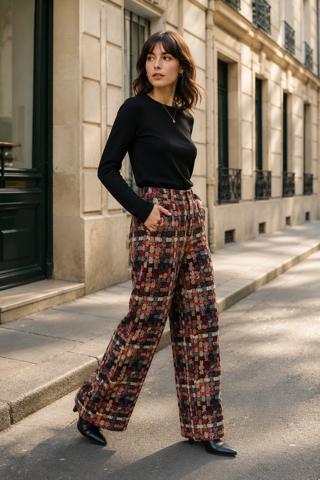 Grossista Rosa Fashion - Pantaloni larghi a quadri