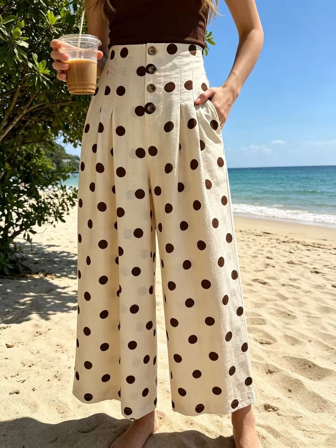 Grossiste Rosa Fashion - Pantalon large à pois