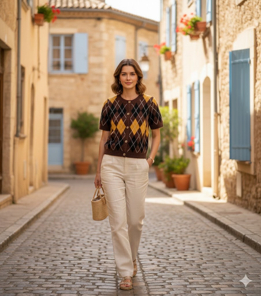 Grossiste Rosa Fashion - Cardigan à motifs argyle