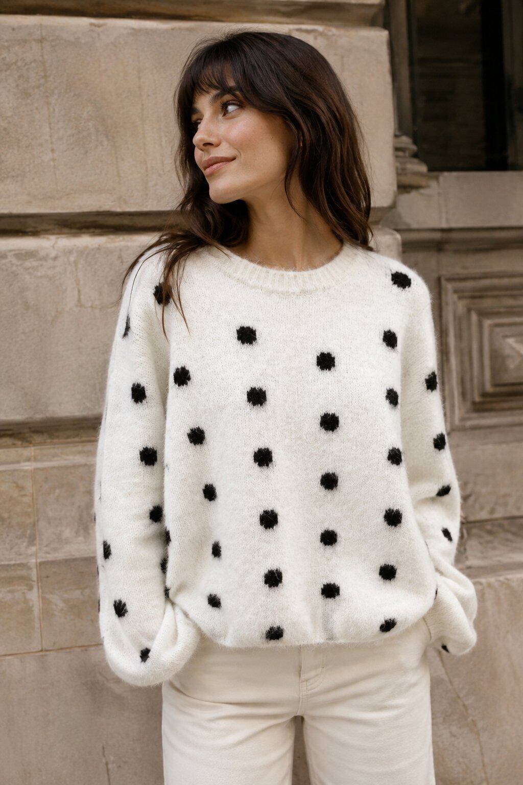 Wholesaler Rosa Fashion - Mahogany Polka Dot Open Back Sweater