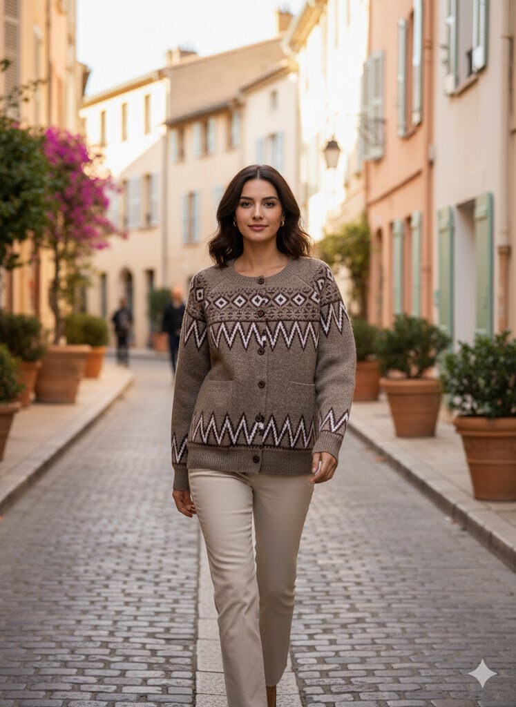 Mayorista Rosa Fashion - Suéter con patrones geométricos