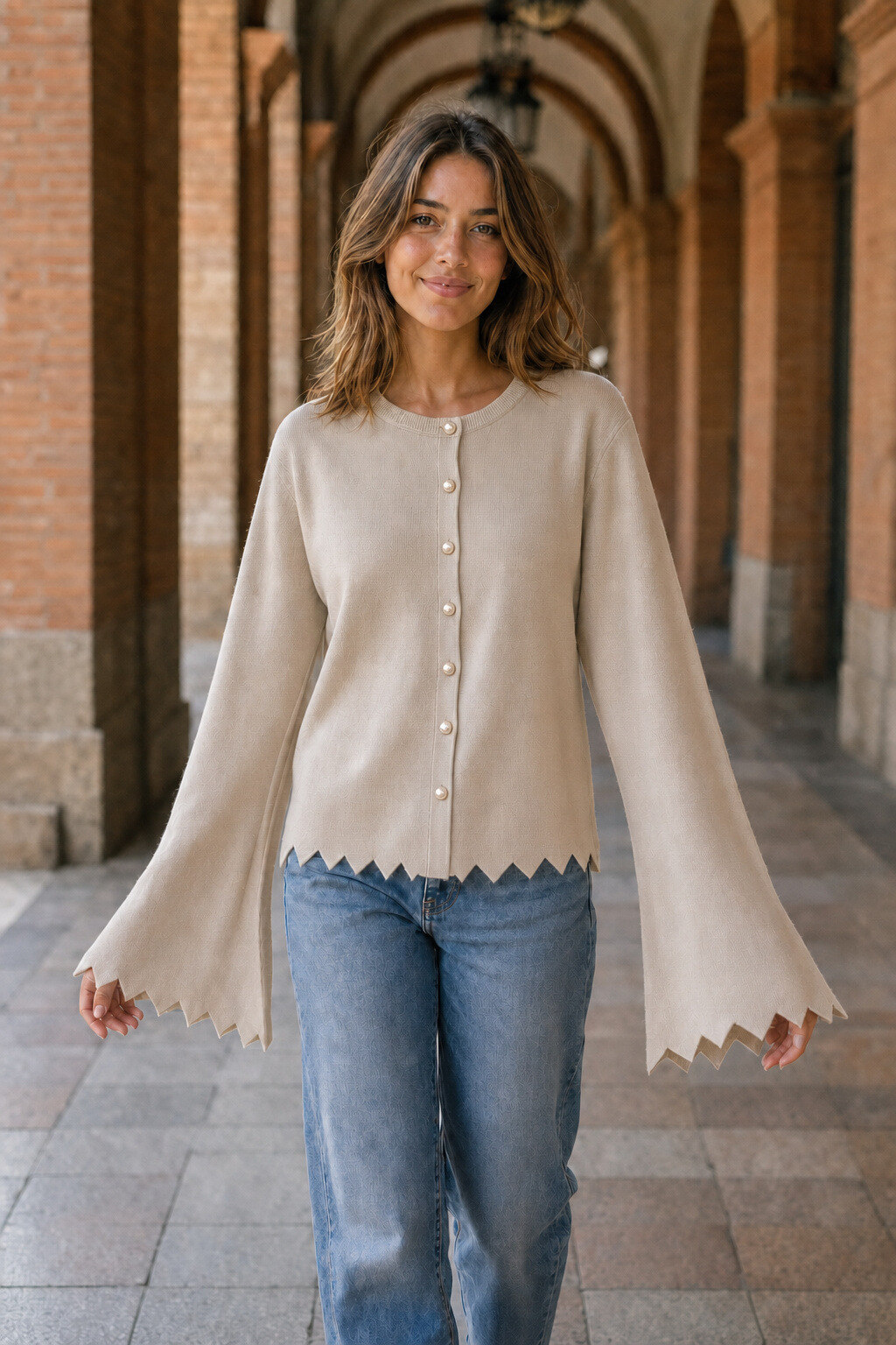 Grossista Rosa Fashion - Cardigan da donna con maniche svasate
