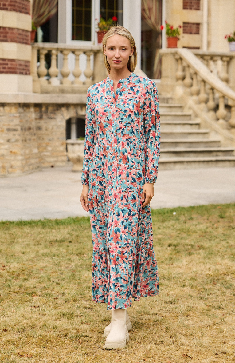 Grossiste Rosa Fashion - Robe longue imprimée fleurie