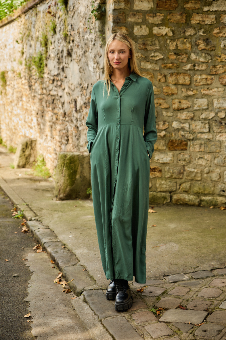 Wholesaler Rosa Fashion - Solid long shirtdress