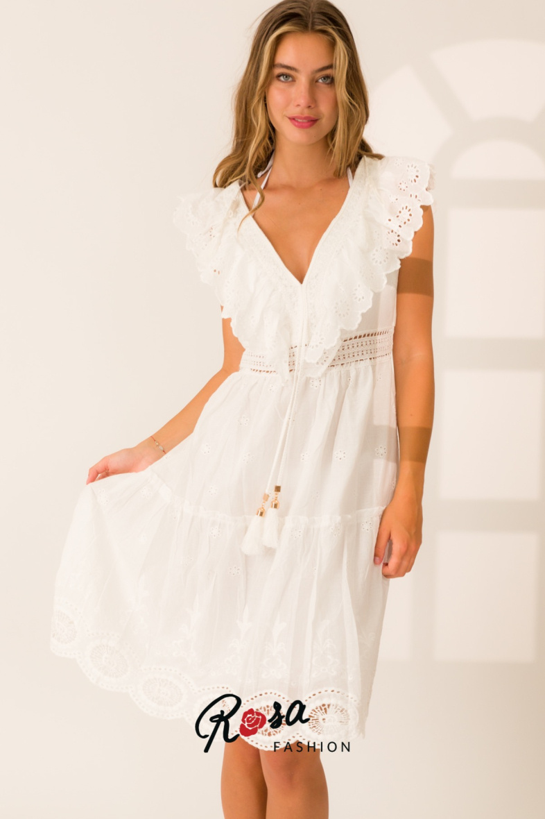 Grossiste Rosa Fashion - Robe courte en dentelle