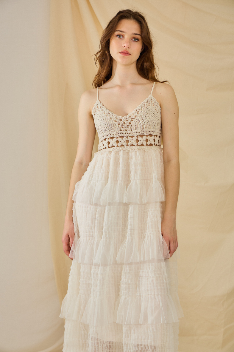 crochet and tulle dress AW1143B-CUSTOM Tulle Crochet Lace Gown-Black 4Y