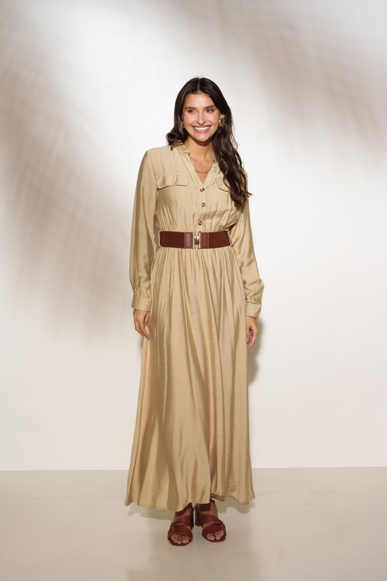 Wholesaler Rosa Fashion - Long shirt dress with belt