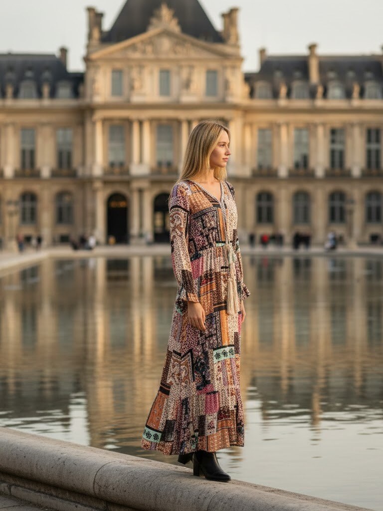 Grossiste Rosa Fashion - Robe longue bohème avec imprimé