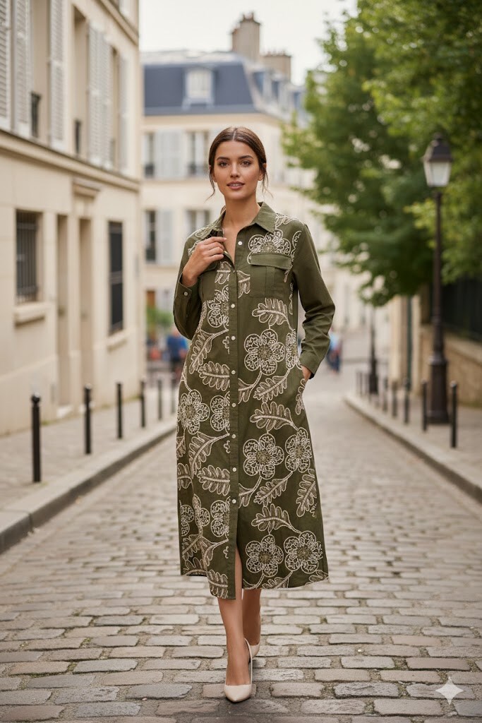 Grossiste Rosa Fashion - Robe chemise longue à motifs floraux