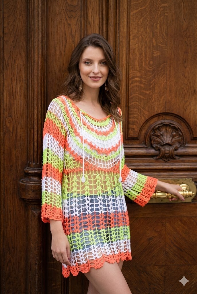 Wholesaler Rosa Fashion - Long-sleeve crochet tunic