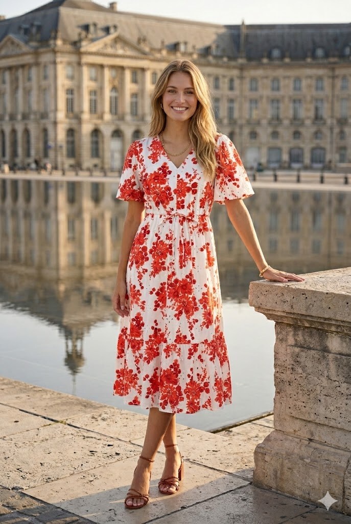 Wholesaler Rosa Fashion - Flowy dress with short sleeves
