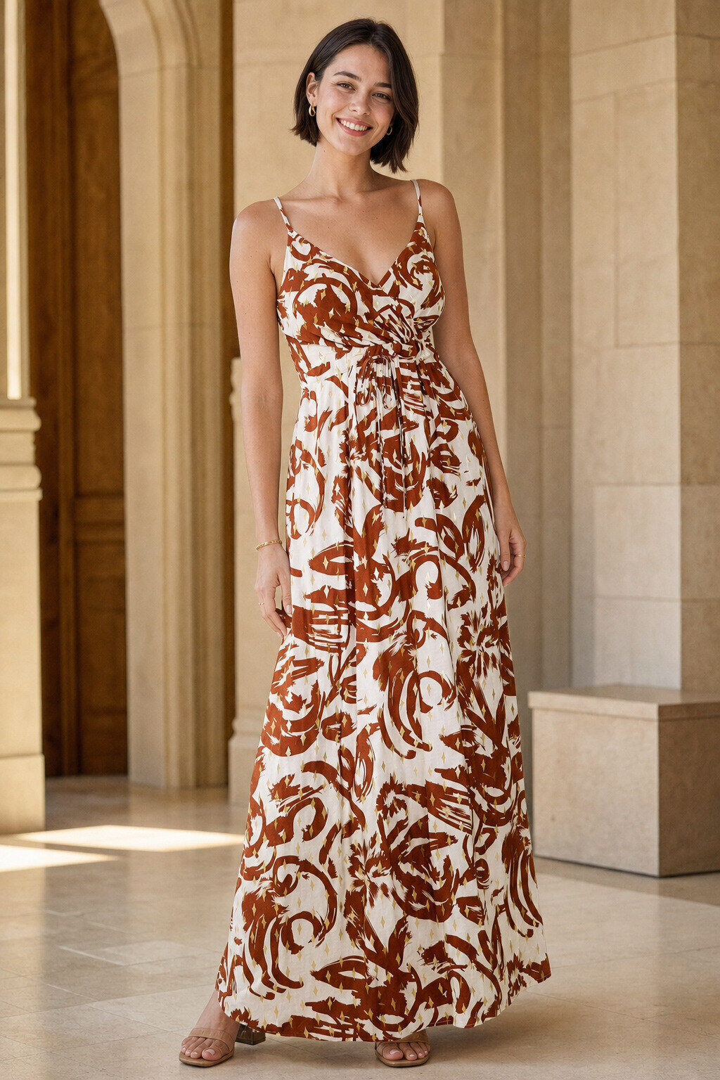 Grossiste Rosa Fashion - Robe longue à imprimé abstrait