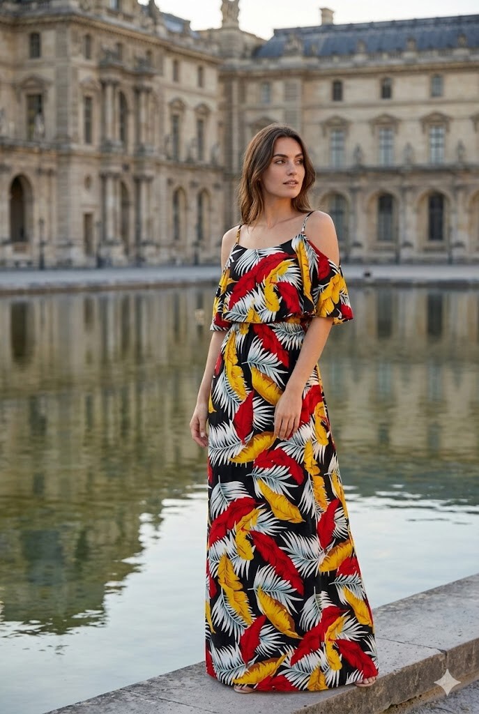 Wholesaler Rosa Fashion - Flowy Maxi Dress with Thin Straps