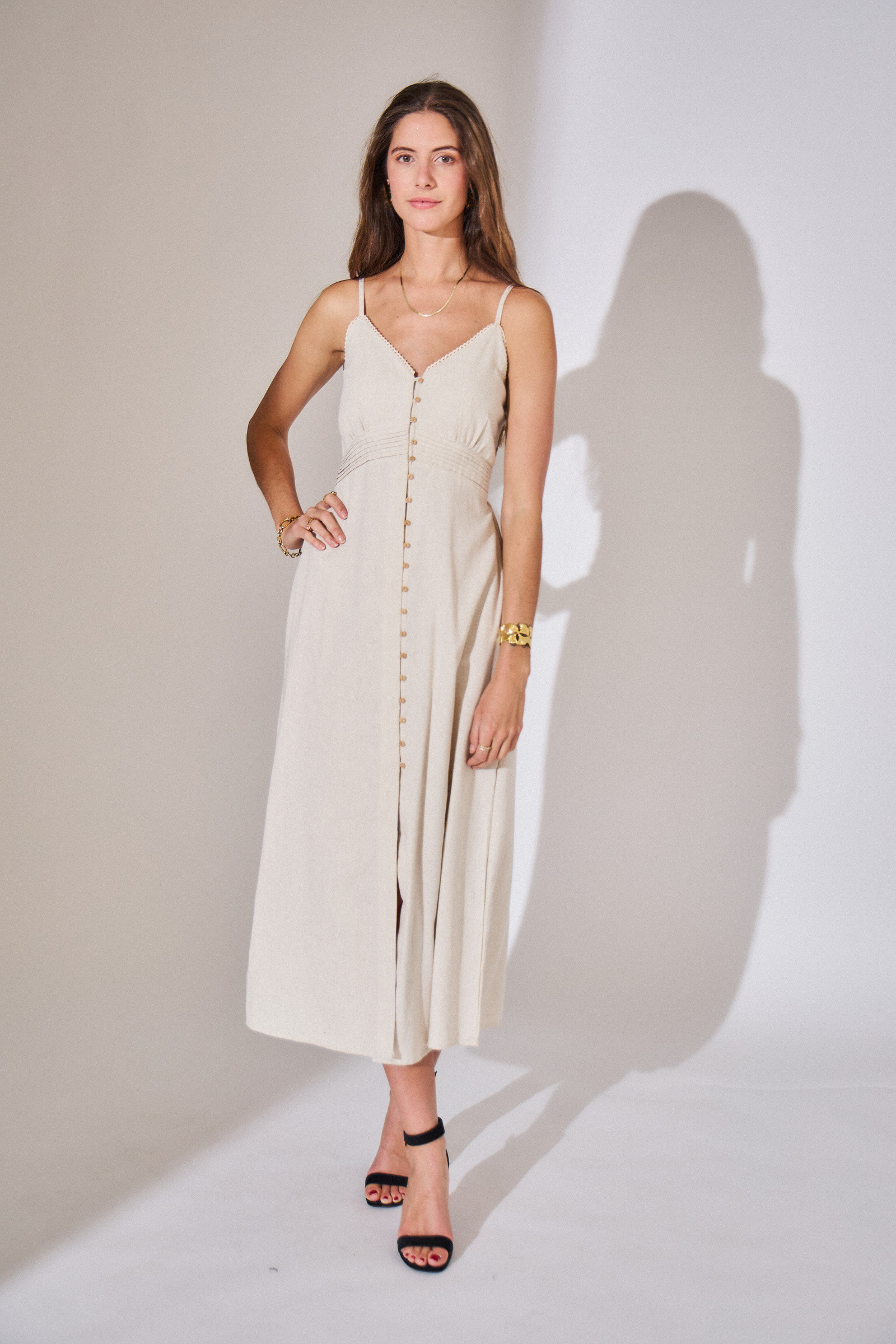 Grossiste Rosa Fashion - Robe longue fluide avec bretelle