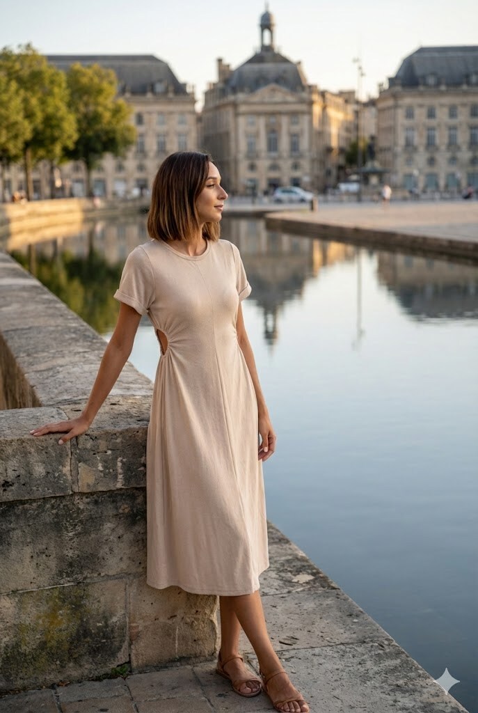 Wholesaler Rosa Fashion - Elegant Long Dress with Details