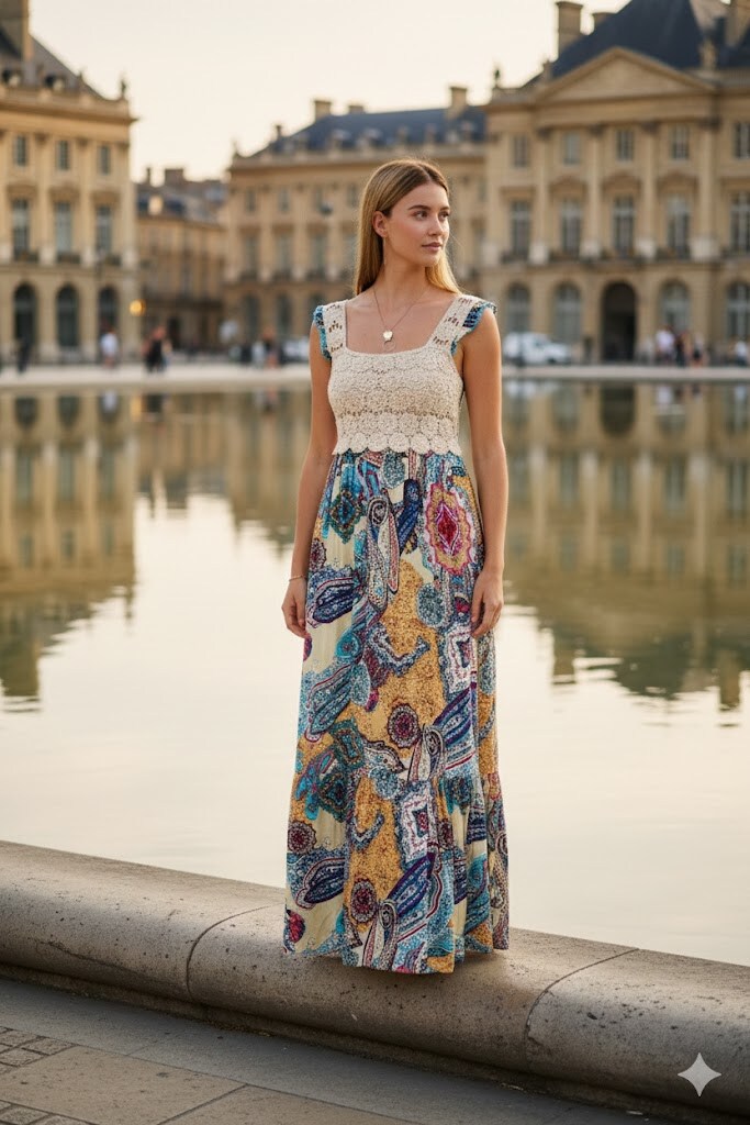 Grossiste Rosa Fashion - Robe maxi chic à motif unique