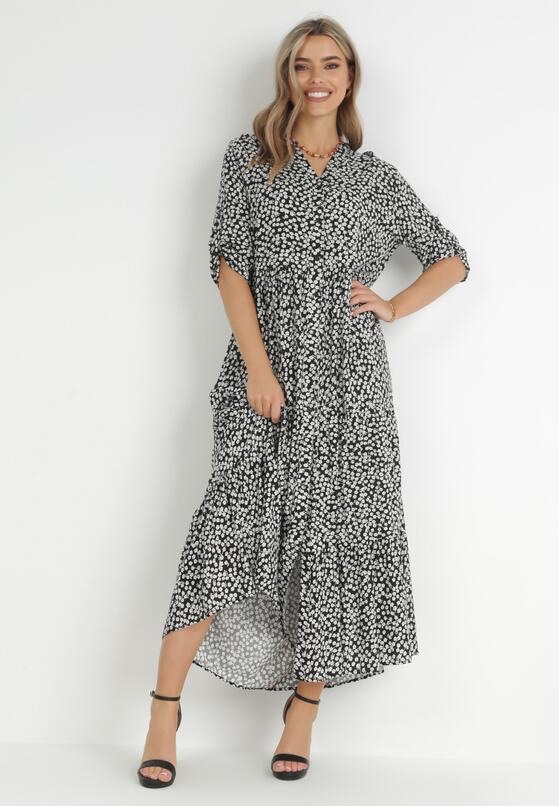 Grossiste Rosa Fashion - Robe longue boutonnée imprimée
