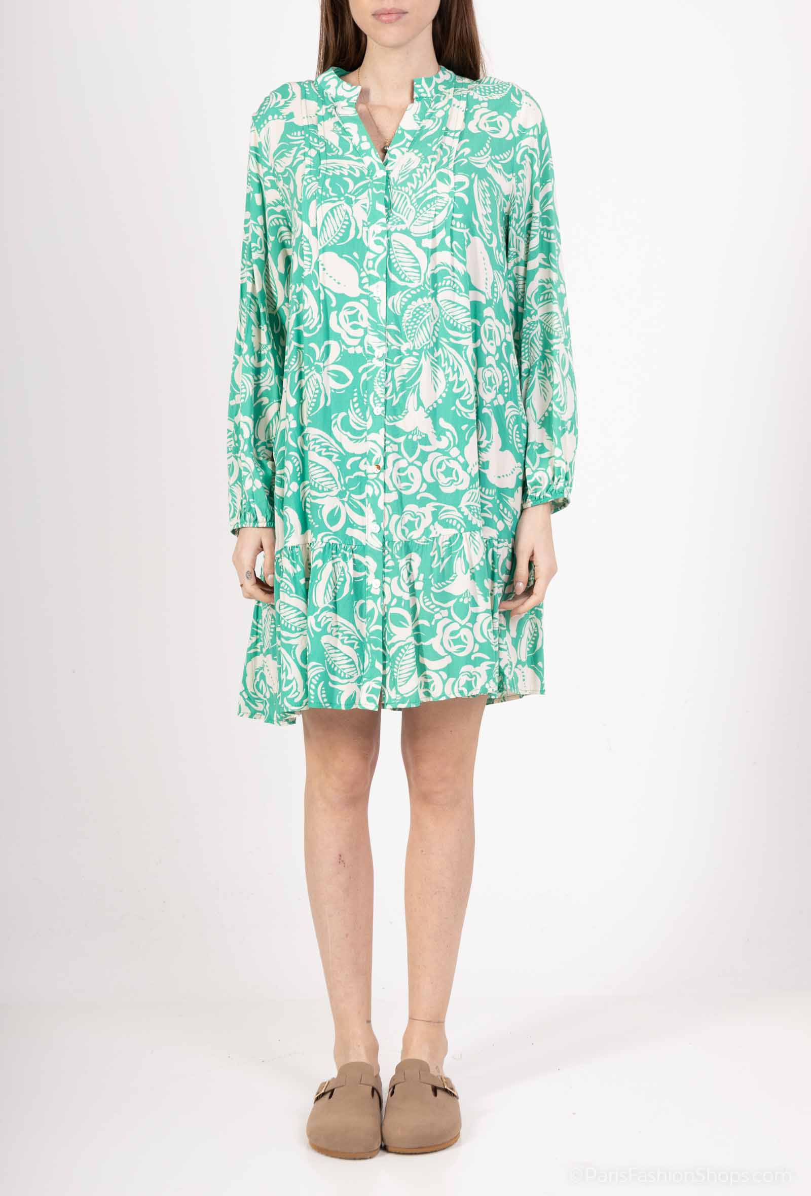 Grossiste Rosa Fashion - Robe courte Chemise à imprimé Tropical