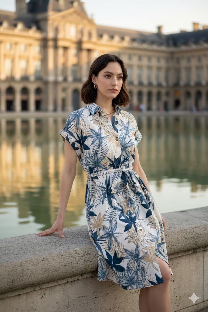 Wholesaler Rosa Fashion - Elegant dress with floral patterns