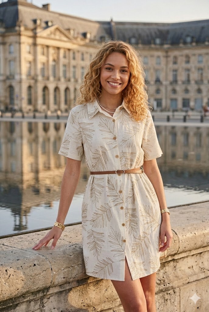 Wholesaler Rosa Fashion - Short-sleeve dress with belt