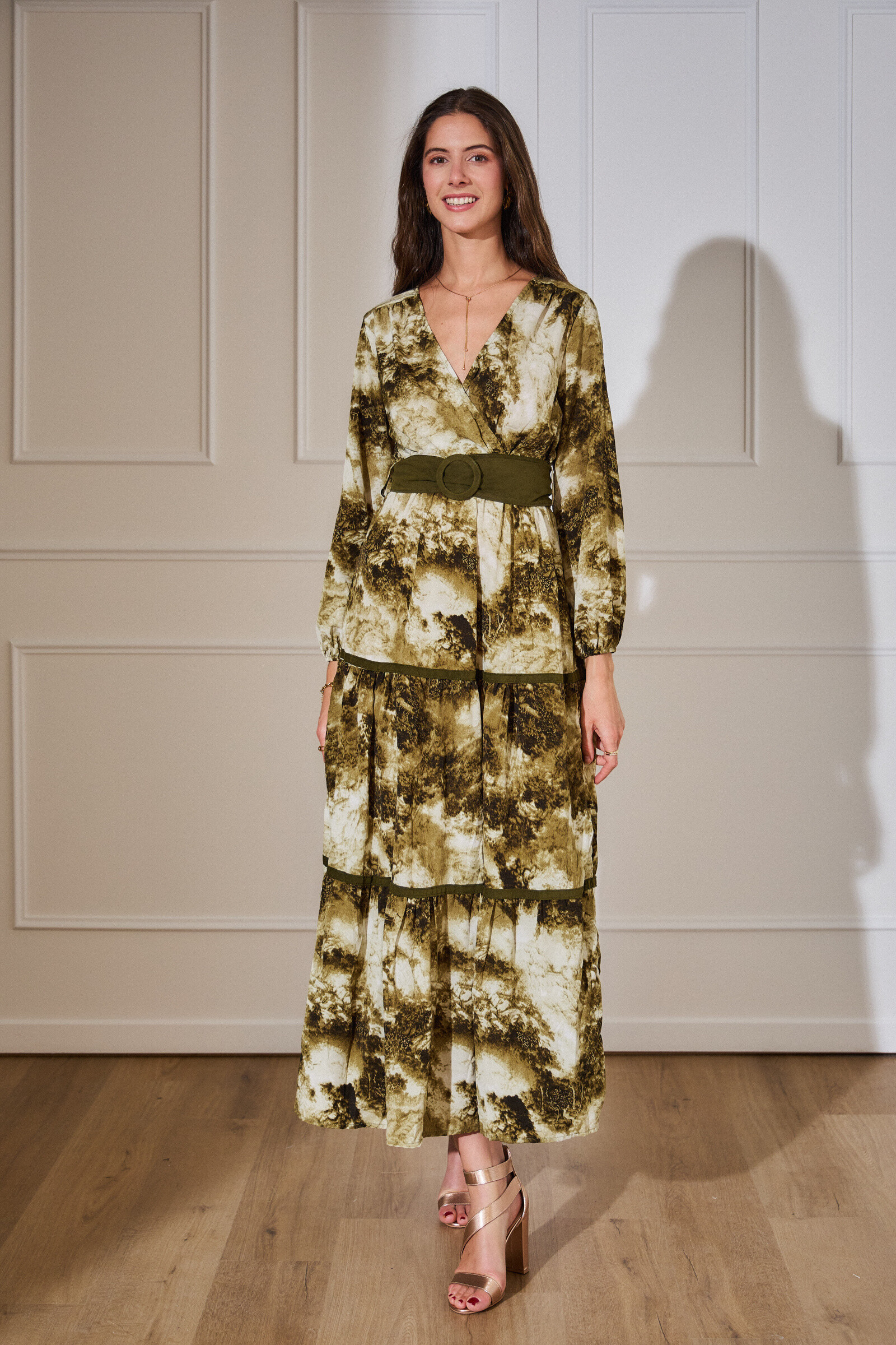 Wholesaler Rosa Fashion - Long elegant dress with marbled print