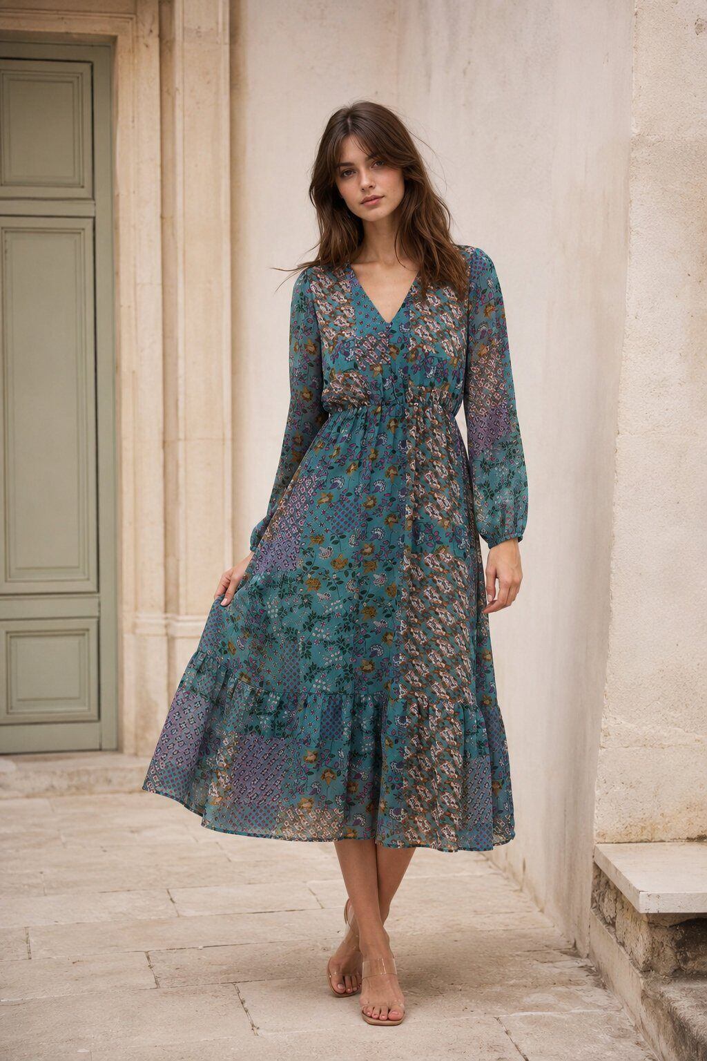 Grossiste Rosa Fashion - Robe longue à imprimé fleuri
