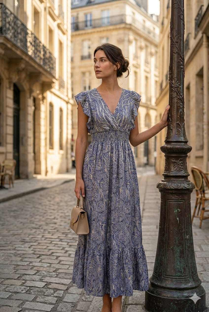 Wholesaler Rosa Fashion - Maxi dress with flutter sleeves