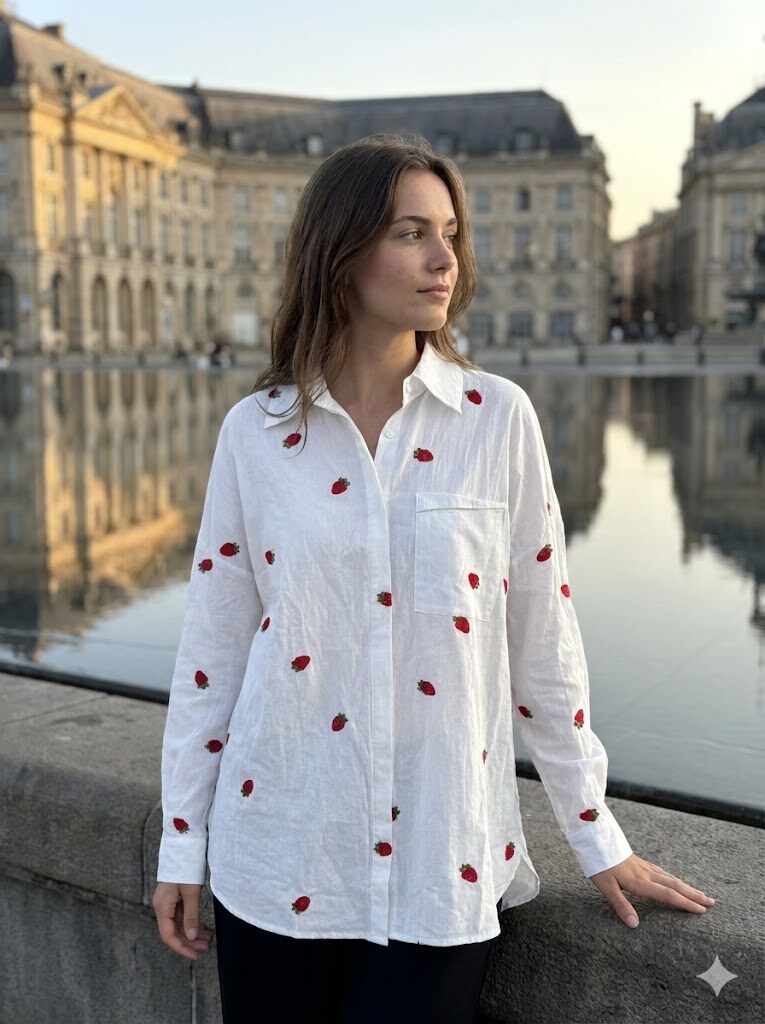 Wholesaler Rosa Fashion - Floral Embroidered Shirt