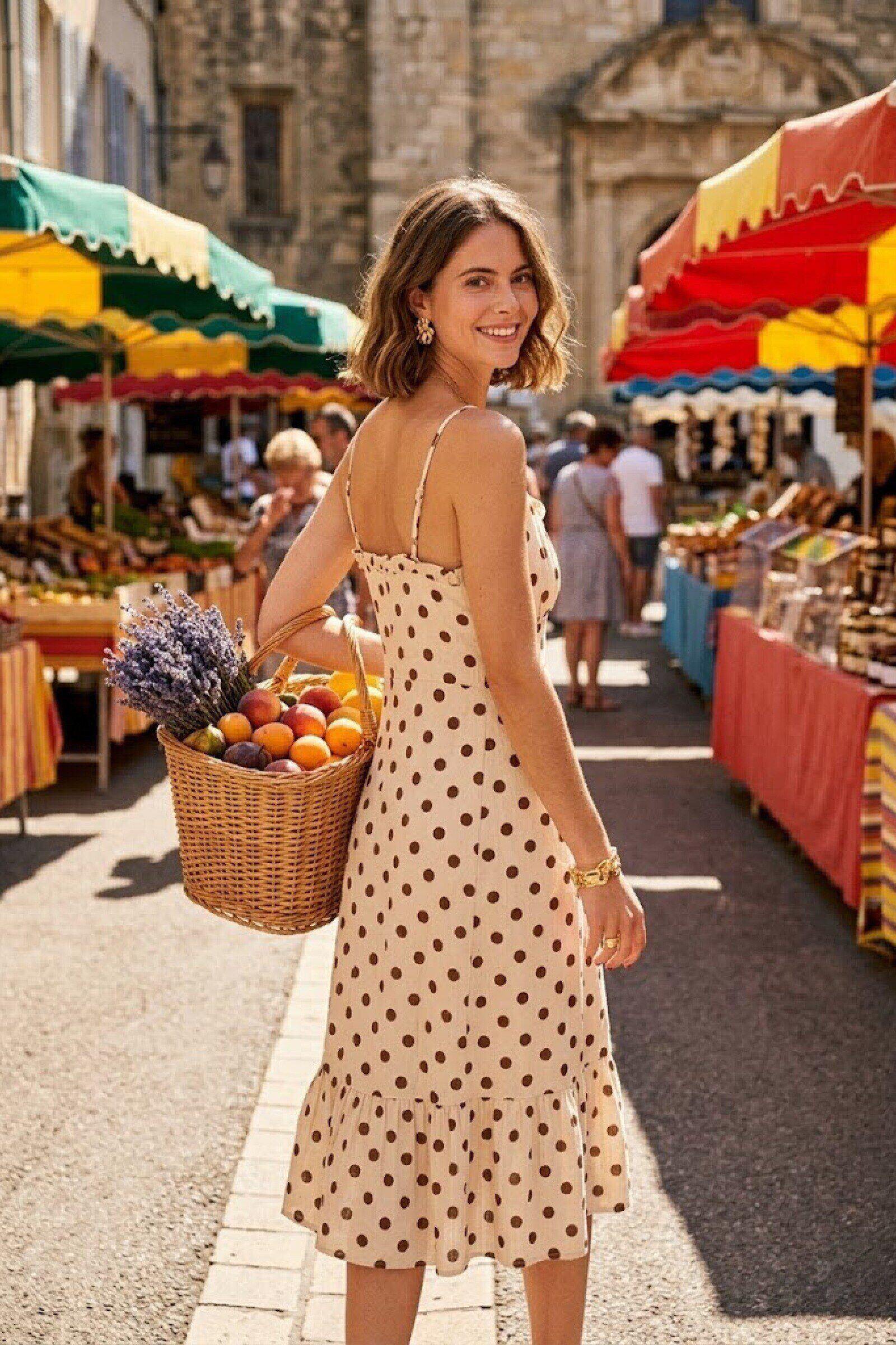 Mayorista Rosa Fashion - Vestido largo de algodón con lunares