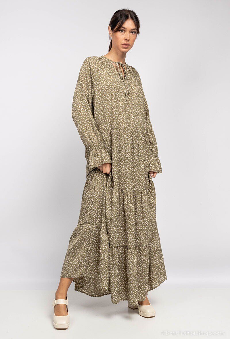 Grossiste Rosa Fashion - Robe à imprimé fleurs avec col à nouer