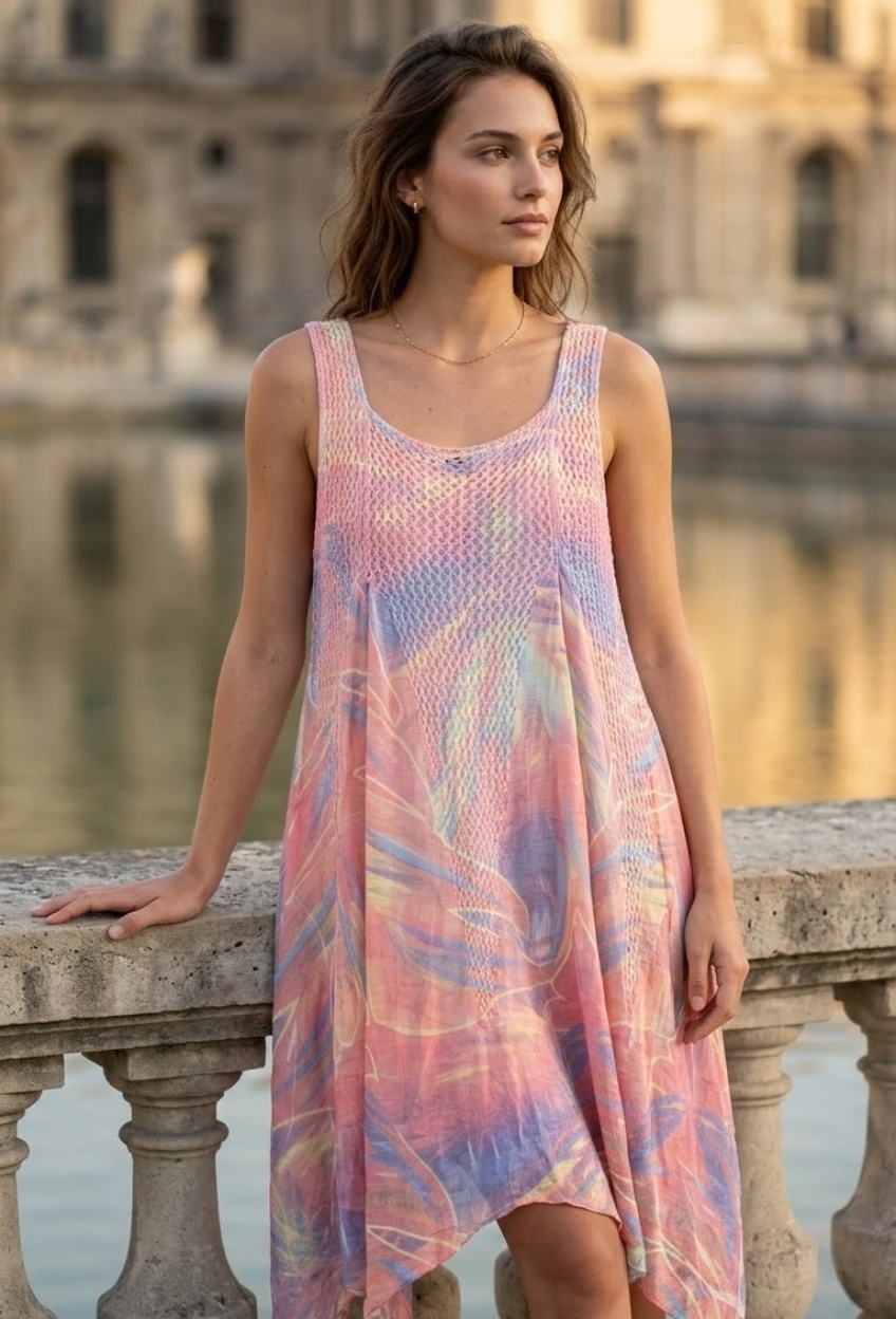 Grossiste Rosa Fashion - Robe d'été imprimée à manches
