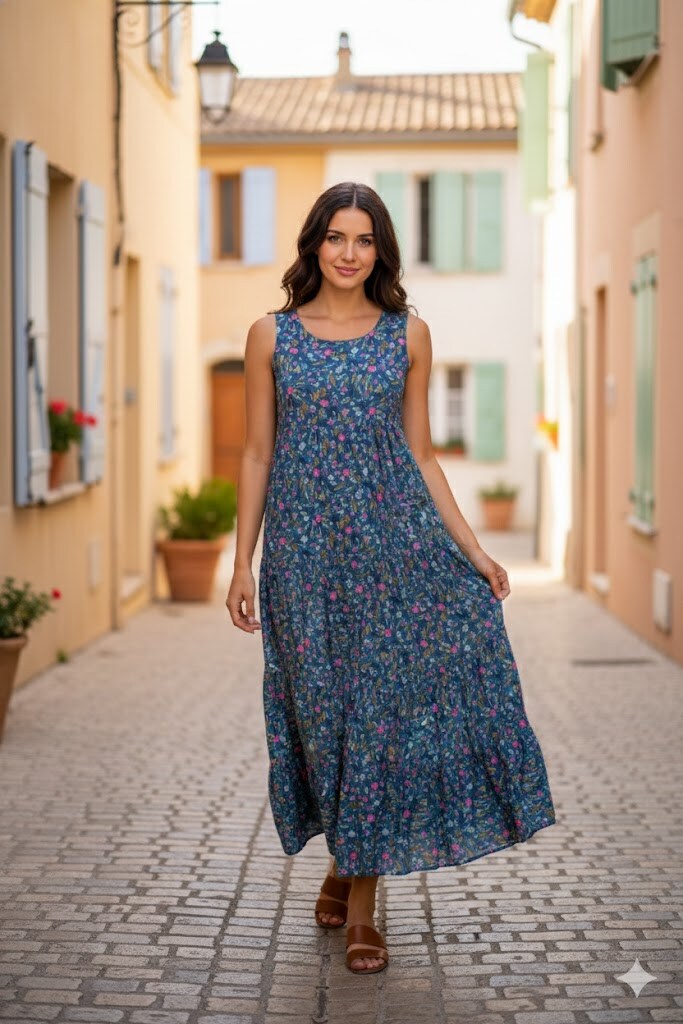 Wholesaler Rosa Fashion - Floral maxi dresses with ruffles