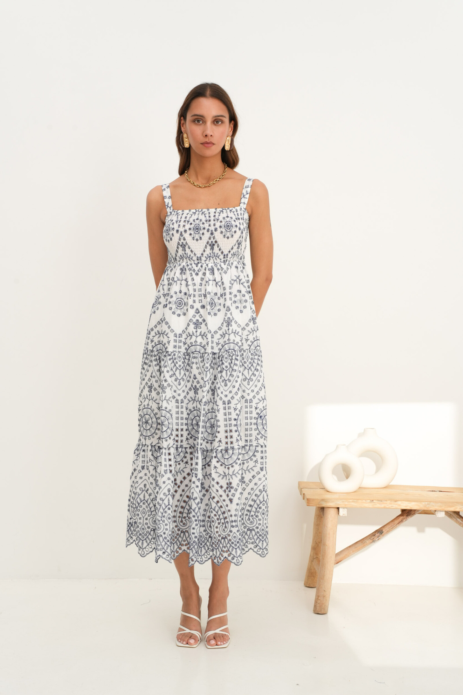 Grossista Rosa Fashion - Abito elegante maxi stampato
