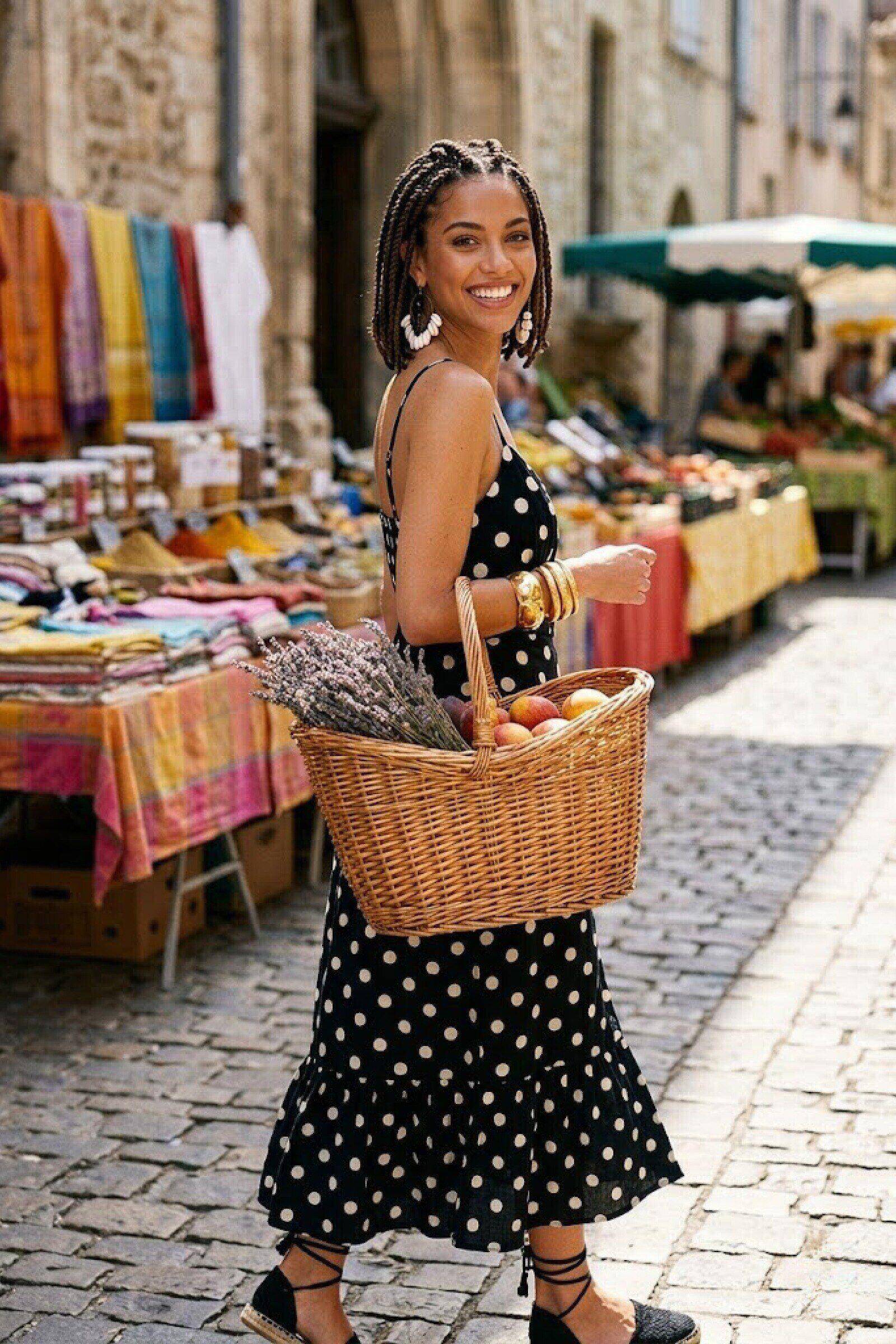Grossista Rosa Fashion - Abito lungo in cotone a pois