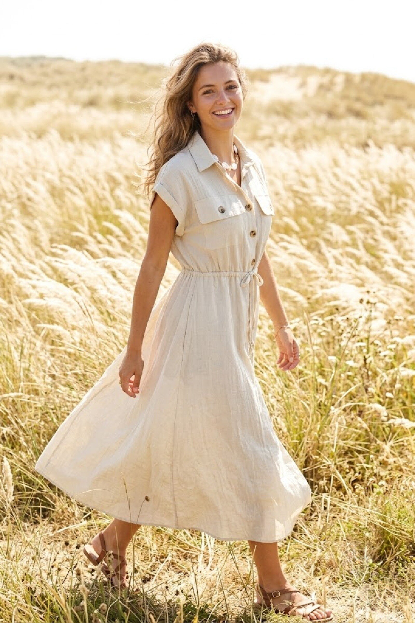 Grossista Rosa Fashion - Abito lungo in cotone fluido