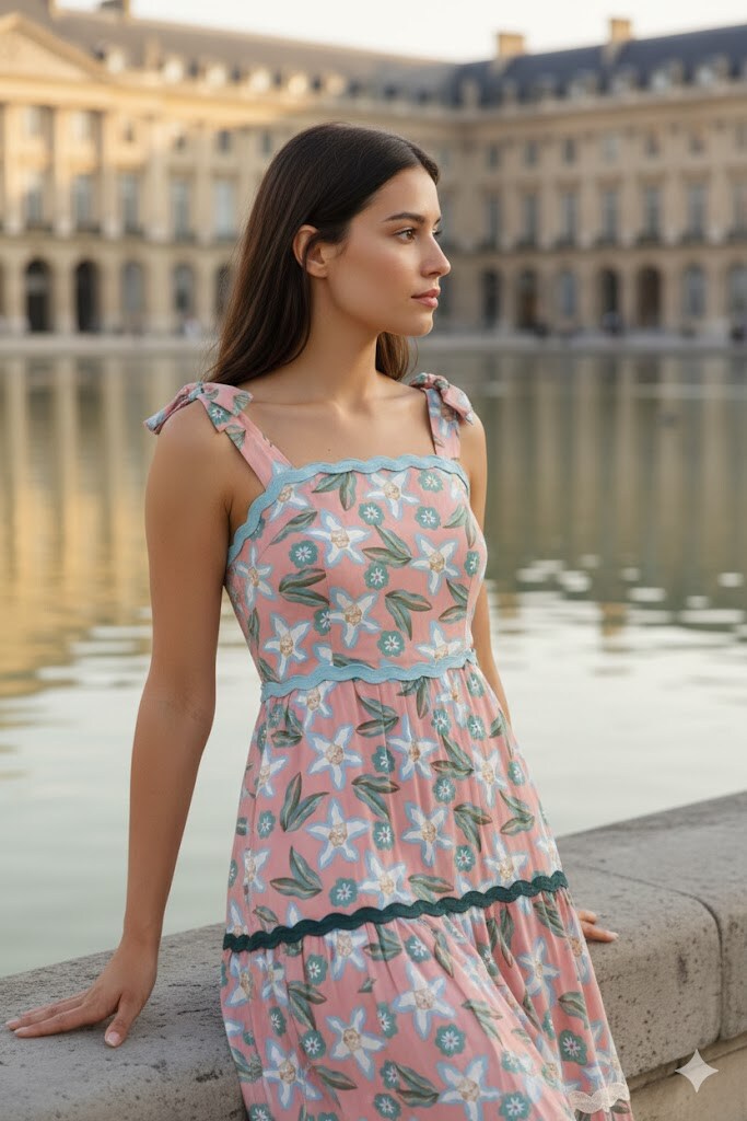 Wholesaler Rosa Fashion - Long dress with floral details