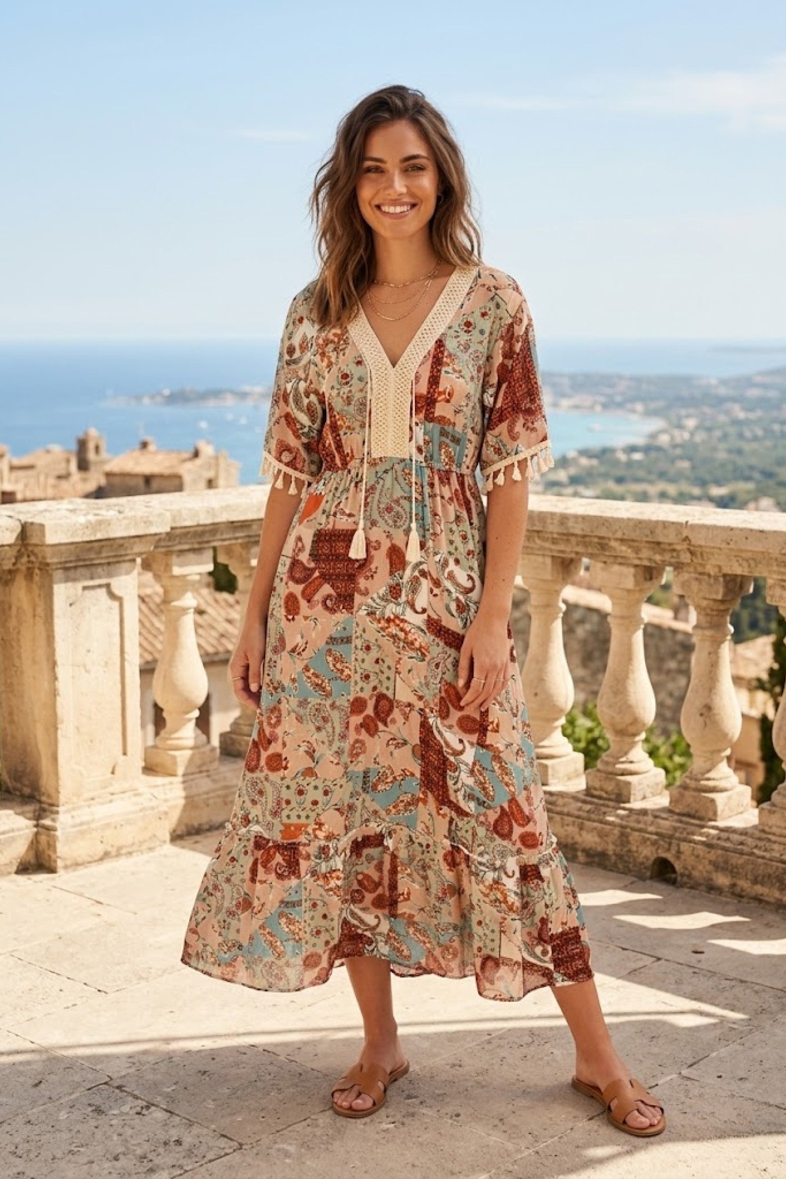 Wholesaler Rosa Fashion - Bohemian print maxi dress