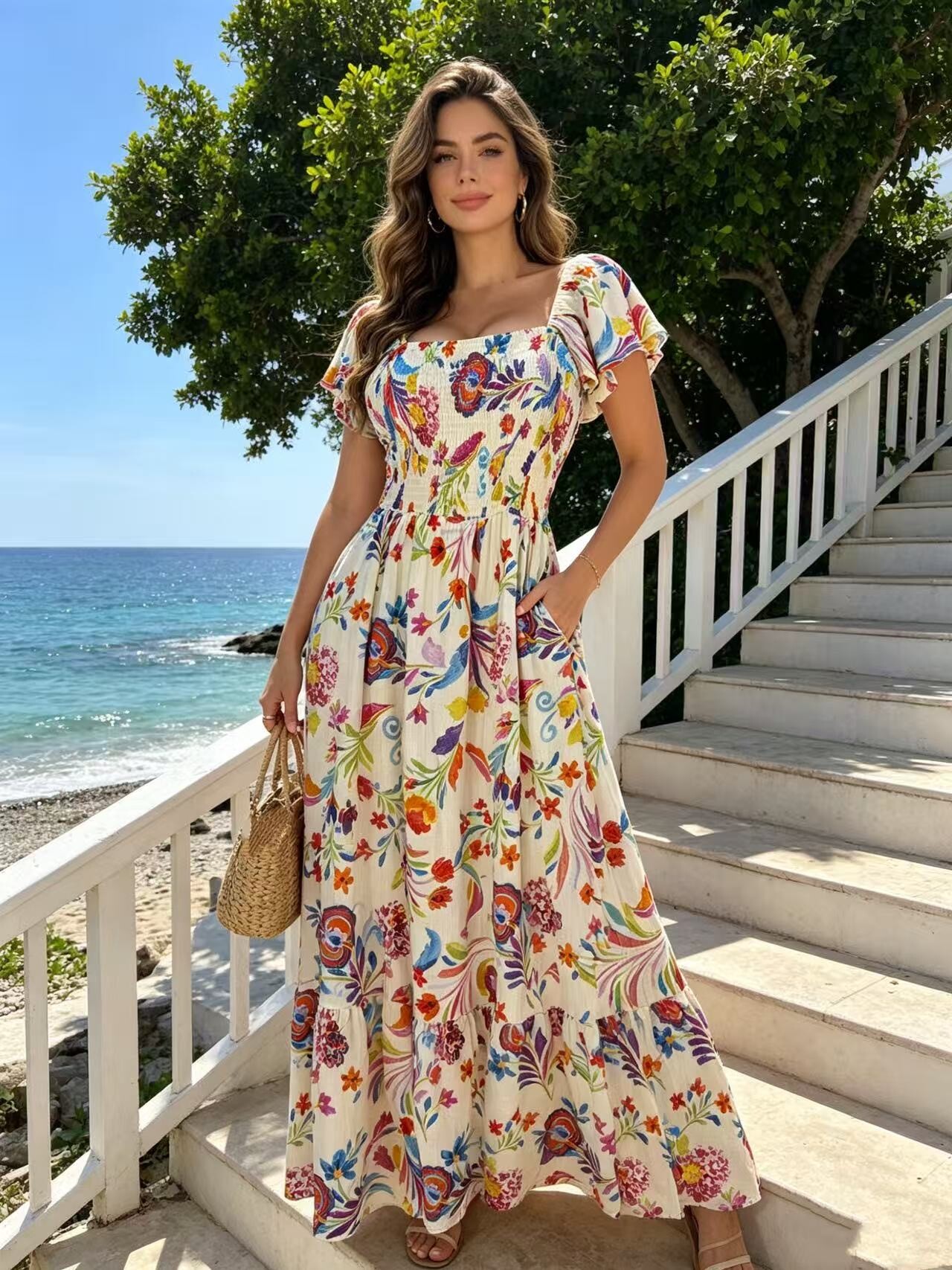 Wholesaler Rosa Fashion - Floral print maxi dress
