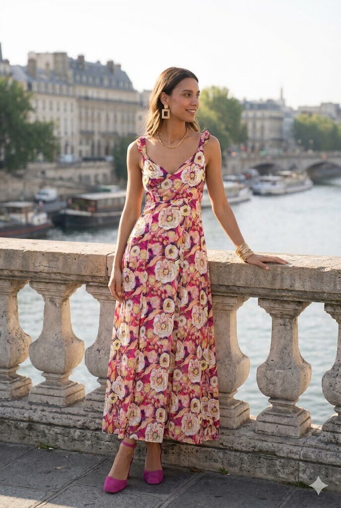 Wholesaler Rosa Fashion - Maxi dress with straps and floral print