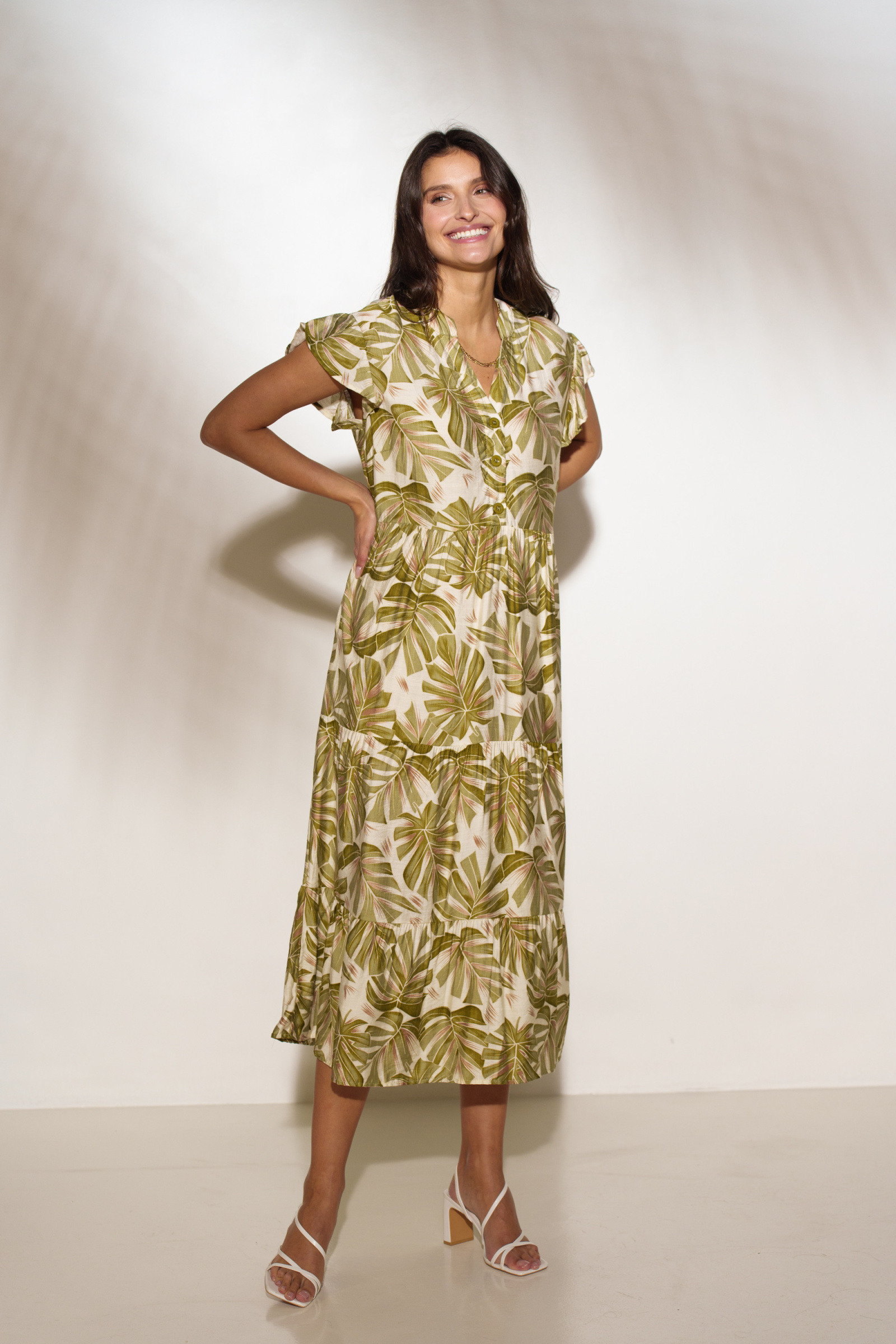 Grossiste Rosa Fashion - Robe longue imprimé feuillage