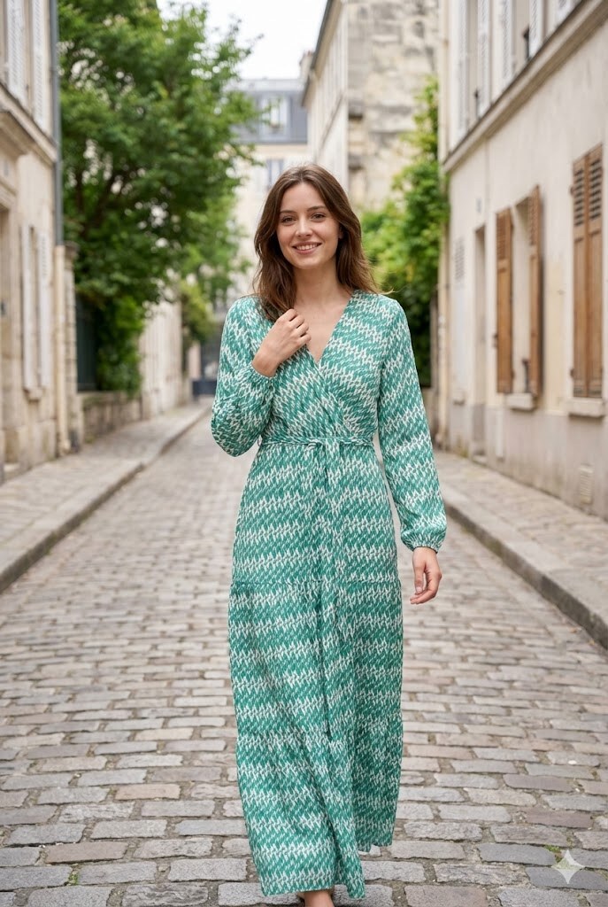 Grossiste Rosa Fashion - Robe maxi à imprimé tendance