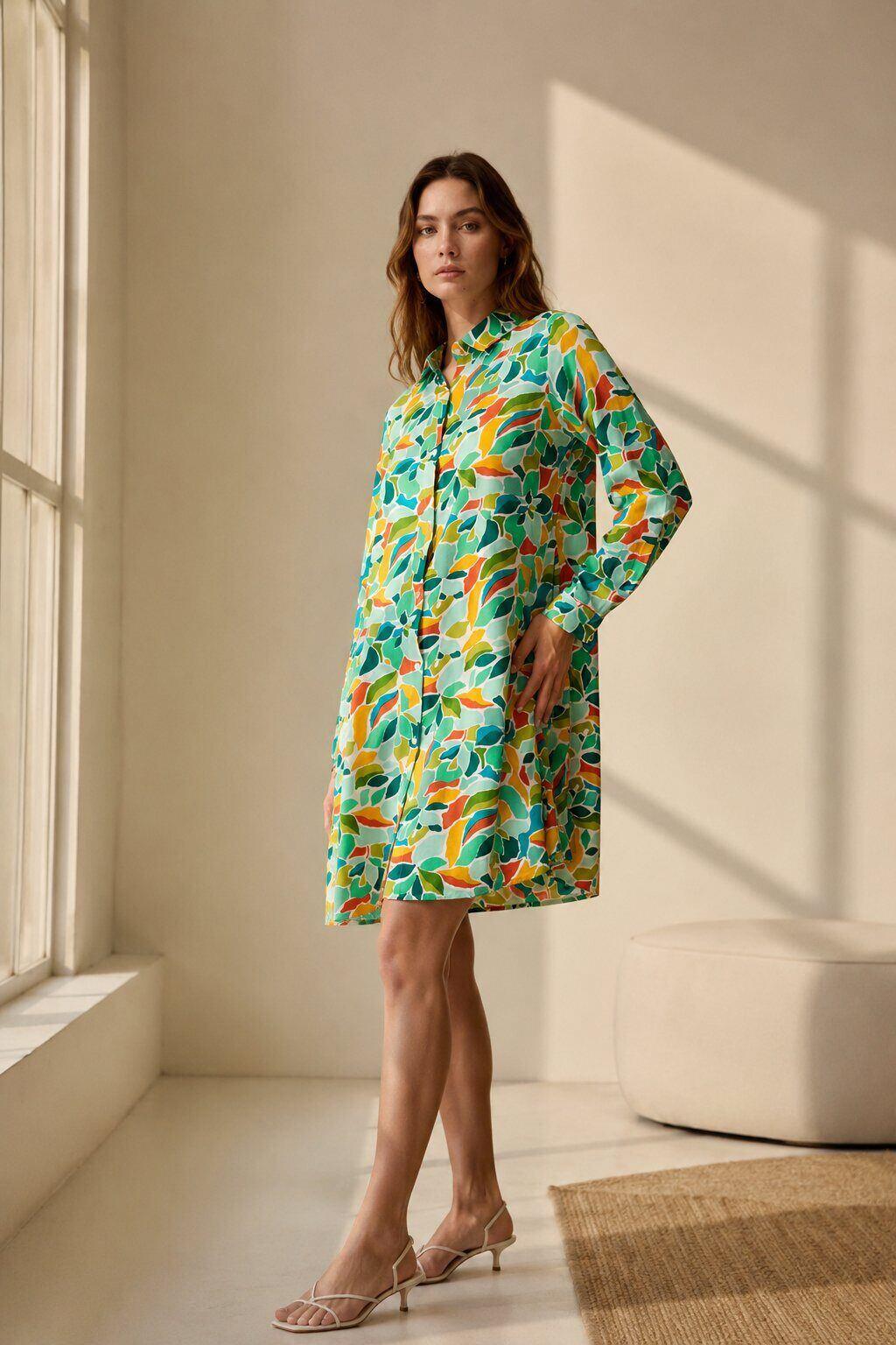 Grossiste Rosa Fashion - Robe imprimée manches longues