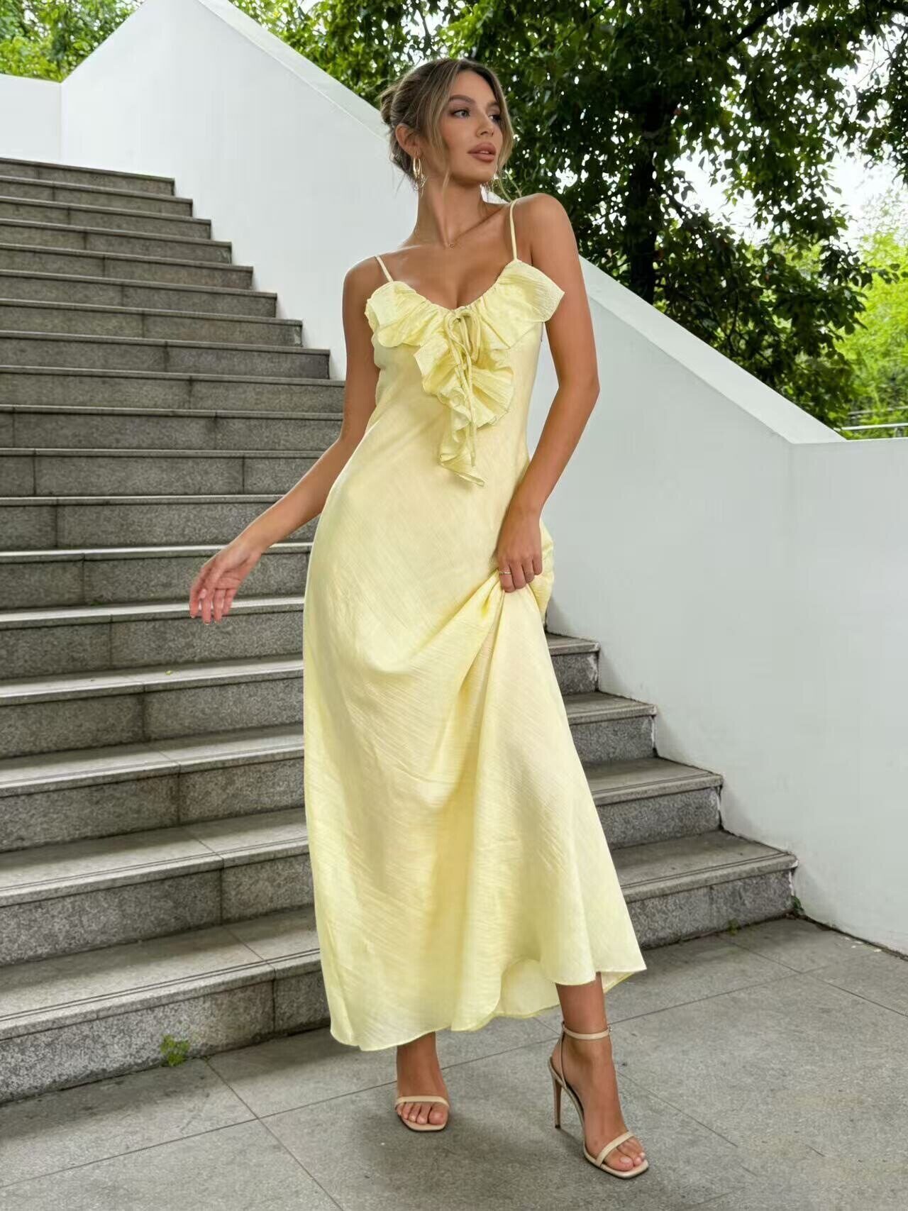 Mayorista Rosa Fashion - Vestido largo con volantes