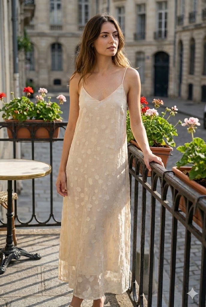 Grossiste Rosa Fashion - Robe longue à bretelles délicates