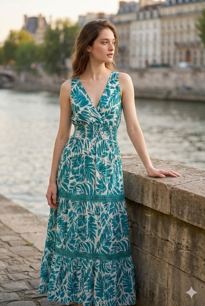 Grossiste Rosa Fashion - Robe maxi à imprimé floral