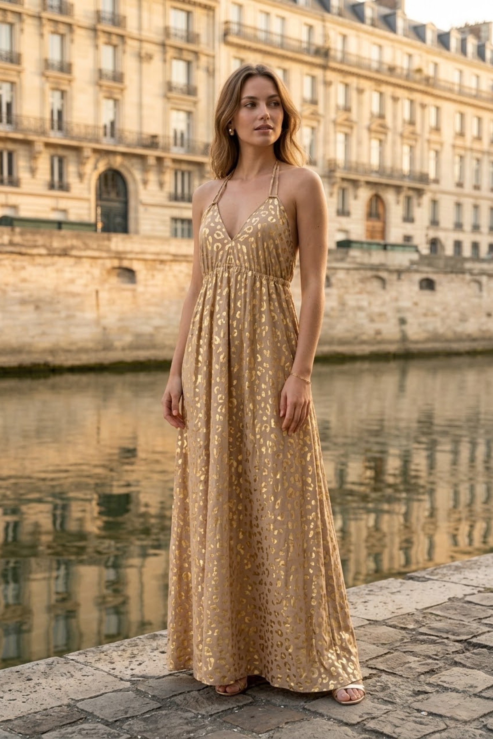 Grossiste Rosa Fashion - Robe longue imprimée sans manches