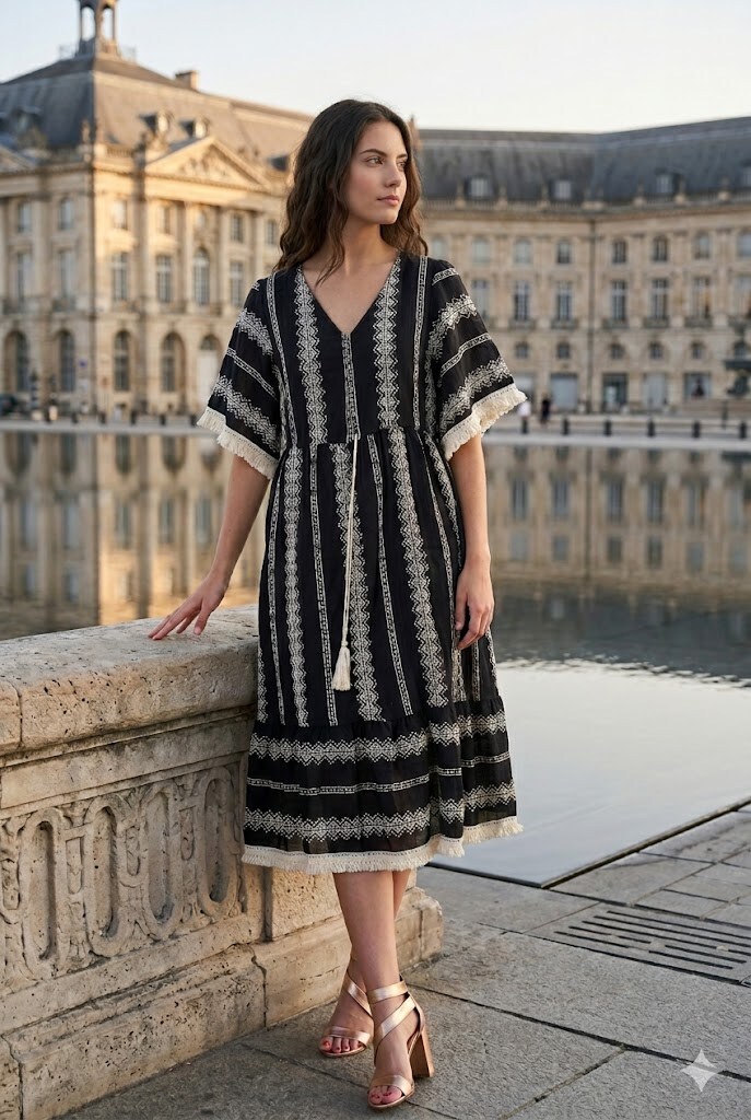 Grossiste Rosa Fashion - Robe maxi avec manche volante